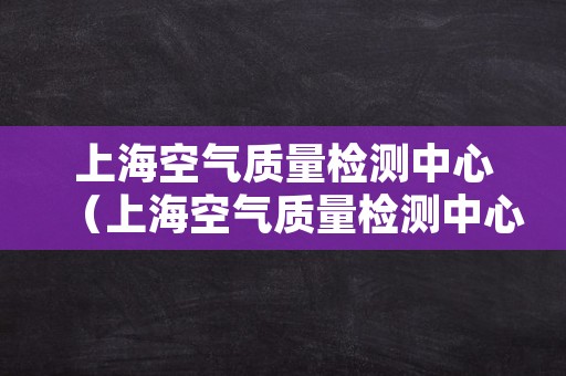 上海空气质量检测中心（上海空气质量检测中心地址）