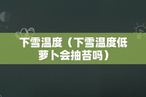 下雪温度（下雪温度低萝卜会抽苔吗）