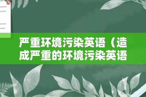 严重环境污染英语（造成严重的环境污染英语）