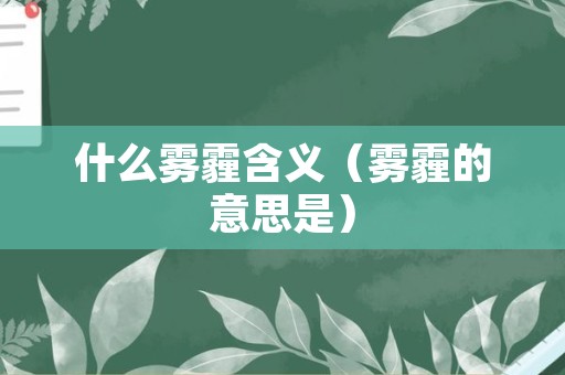 什么雾霾含义（雾霾的意思是）