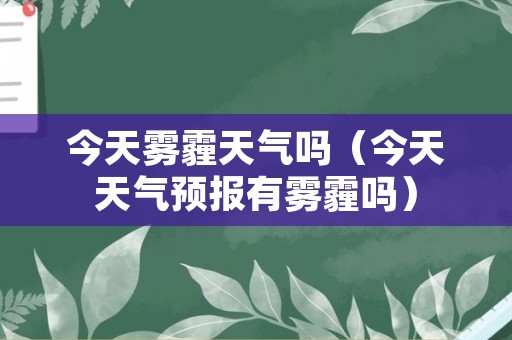 今天雾霾天气吗（今天天气预报有雾霾吗）