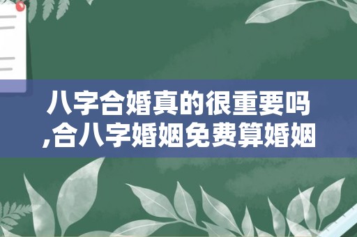 八字合婚真的很重要吗,合八字婚姻免费算婚姻