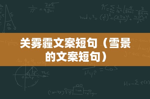 关雾霾文案短句（雪景的文案短句）