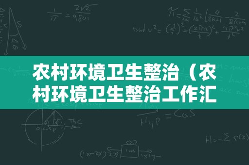 农村环境卫生整治（农村环境卫生整治工作汇报）