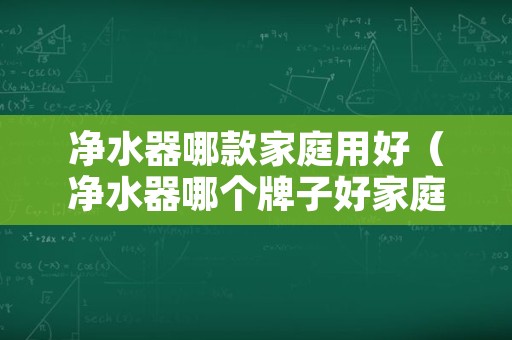 净水器哪款家庭用好（净水器哪个牌子好家庭用）