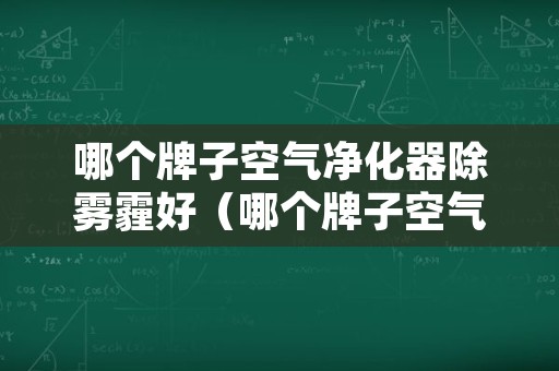 哪个牌子空气净化器除雾霾好（哪个牌子空气净化器除雾霾好些）