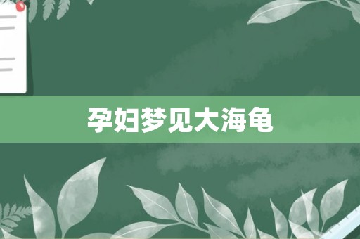 孕妇梦见大海龟