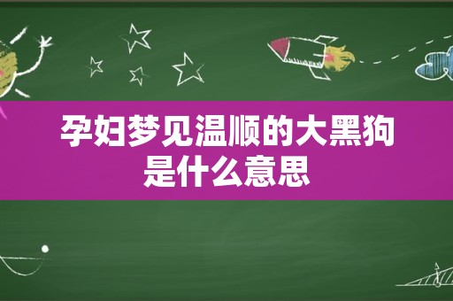 孕妇梦见温顺的大黑狗是什么意思