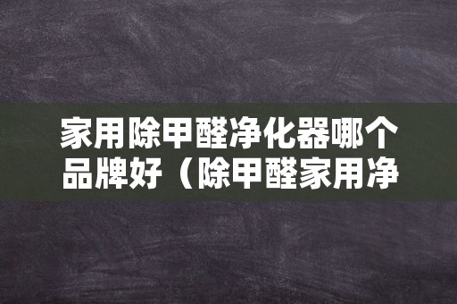家用除甲醛净化器哪个品牌好（除甲醛家用净化器哪个牌子好）