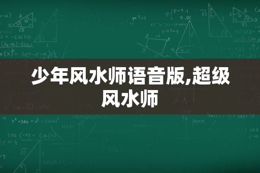 少年风水师语音版,超级风水师