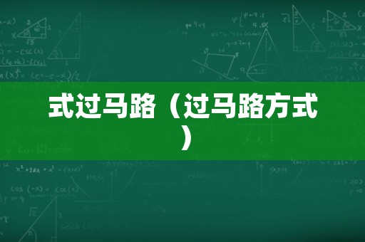式过马路（过马路方式）