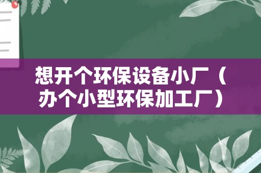 想开个环保设备小厂（办个小型环保加工厂）