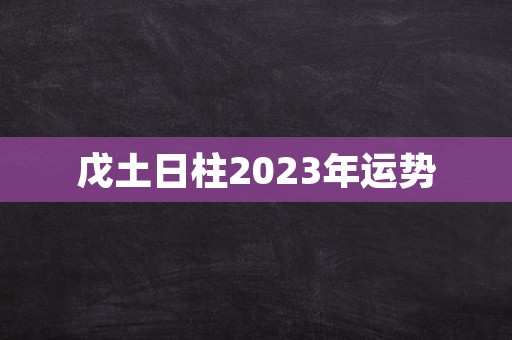 戊土日柱2023年运势