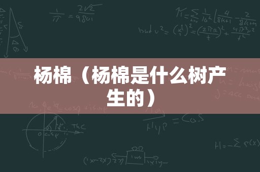 杨棉（杨棉是什么树产生的）