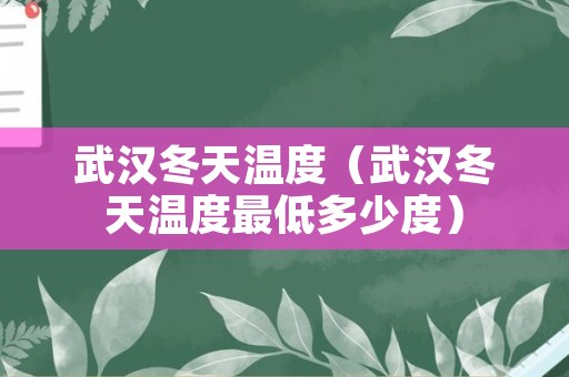 武汉冬天温度（武汉冬天温度最低多少度）