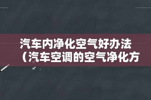 汽车内净化空气好办法（汽车空调的空气净化方式）