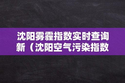 沈阳雾霾指数实时查询新（沈阳空气污染指数实时查询）