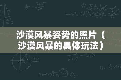沙漠风暴姿势的照片（沙漠风暴的具体玩法）