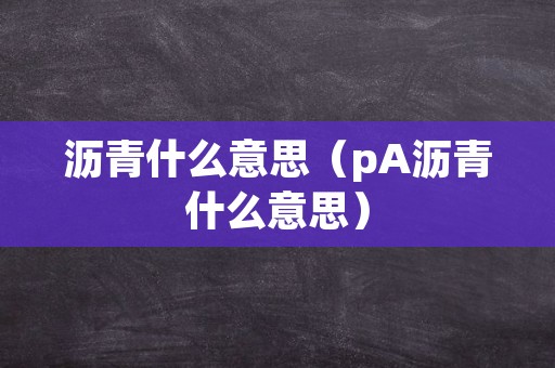 沥青什么意思（pA沥青什么意思）
