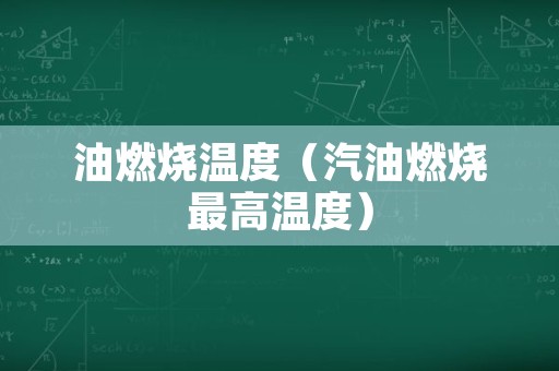 油燃烧温度（汽油燃烧最高温度）