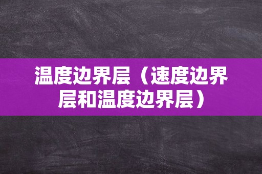 温度边界层（速度边界层和温度边界层）