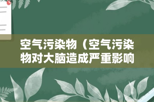空气污染物（空气污染物对大脑造成严重影响的罪魁祸首）