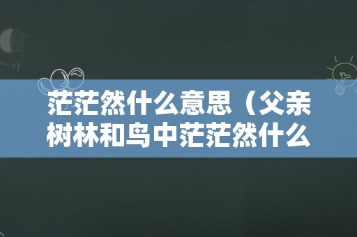 茫茫然什么意思（父亲树林和鸟中茫茫然什么意思）