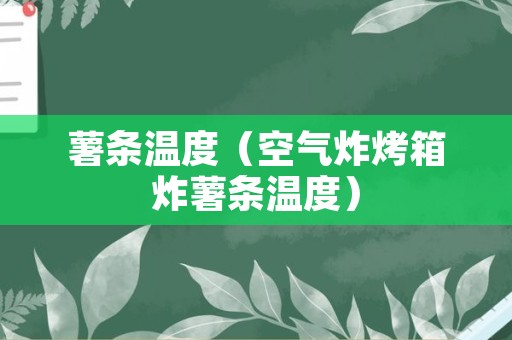 薯条温度（空气炸烤箱炸薯条温度）