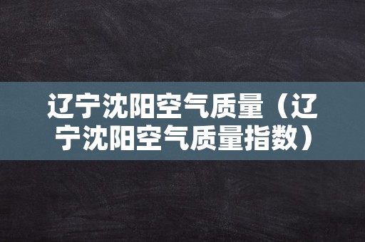 辽宁沈阳空气质量（辽宁沈阳空气质量指数）