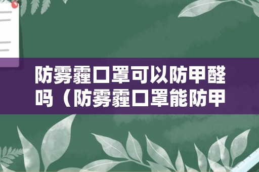 防雾霾口罩可以防甲醛吗（防雾霾口罩能防甲醛吗）