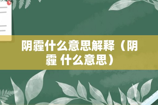 阴霾什么意思解释（阴霾 什么意思）