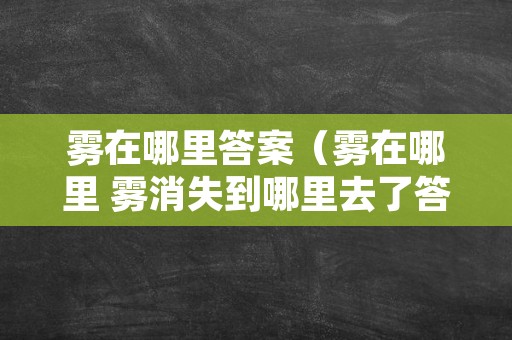 雾在哪里答案（雾在哪里 雾消失到哪里去了答案）