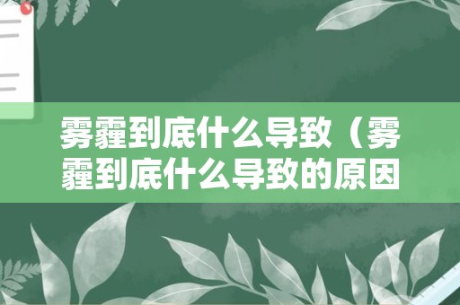 雾霾到底什么导致（雾霾到底什么导致的原因）