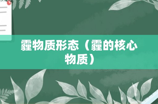 霾物质形态（霾的核心物质）