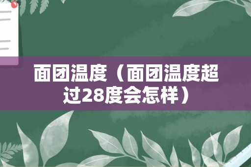 面团温度（面团温度超过28度会怎样）