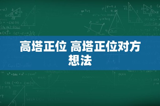 高塔正位 高塔正位对方想法