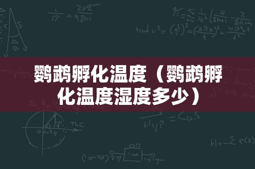 鹦鹉孵化温度（鹦鹉孵化温度湿度多少）
