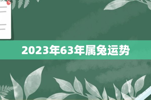 2023年63年属兔运势