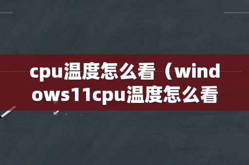 cpu温度怎么看（windows11cpu温度怎么看）