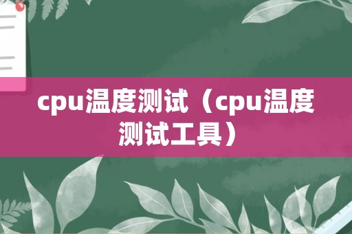 cpu温度测试（cpu温度测试工具）