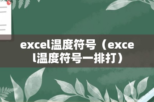 excel温度符号（excel温度符号一排打）